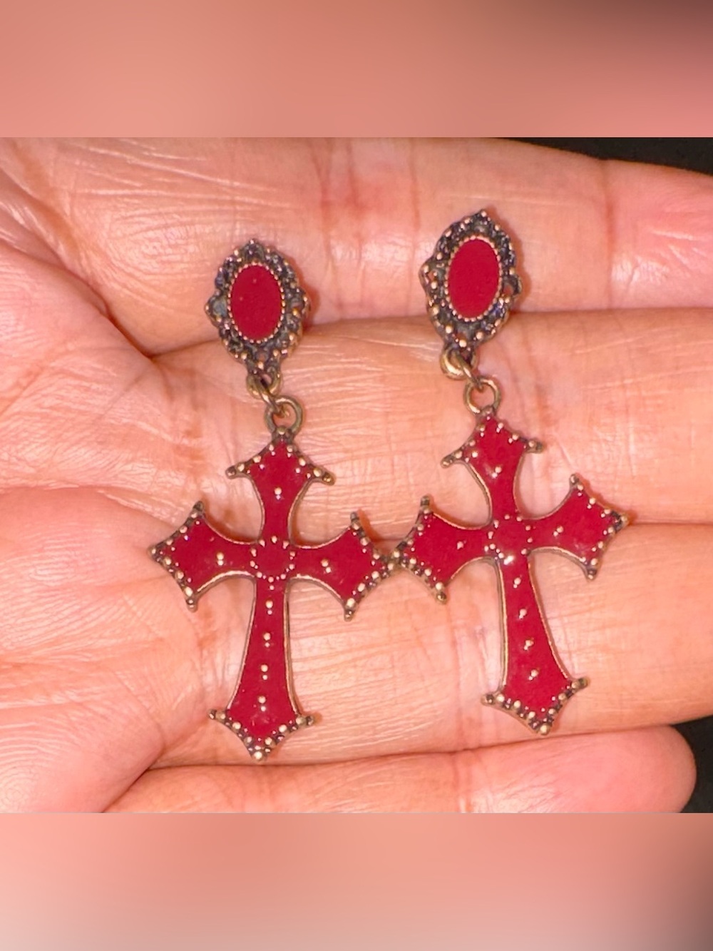 Red Cross Drop Earrings - Women's Fashion Jewelry